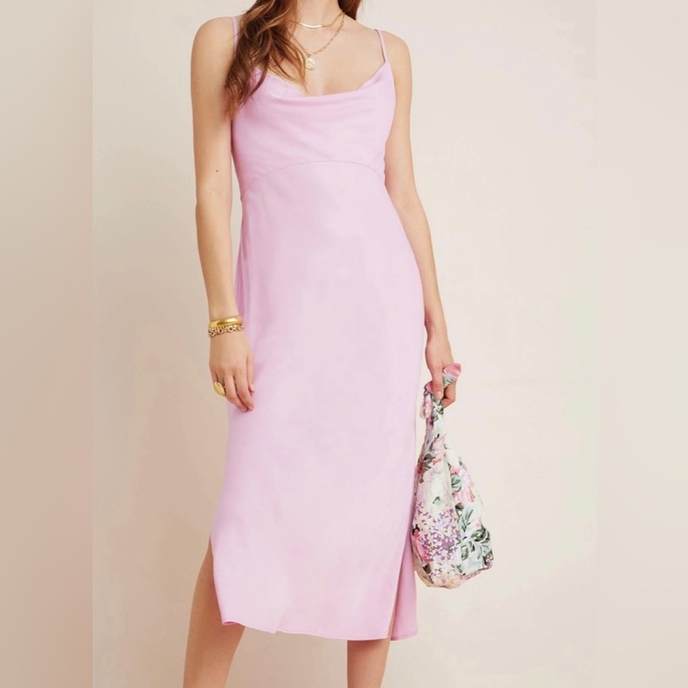 ANTHROPOLOGIE ELYSE BIAS SLIP DRESS NWT LIGHT PINK SIZE S